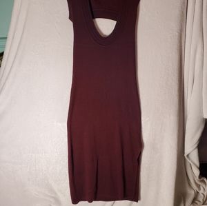 Free People Long Knit Ribbed Fitted Dress